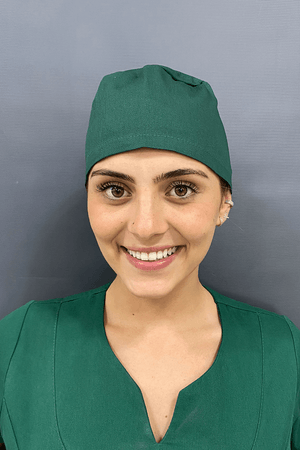 Gorro Cirúrgico Feminino Brim Leve Verde Escuro