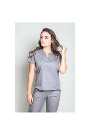 Scrub Feminino Brim Leve Cinza